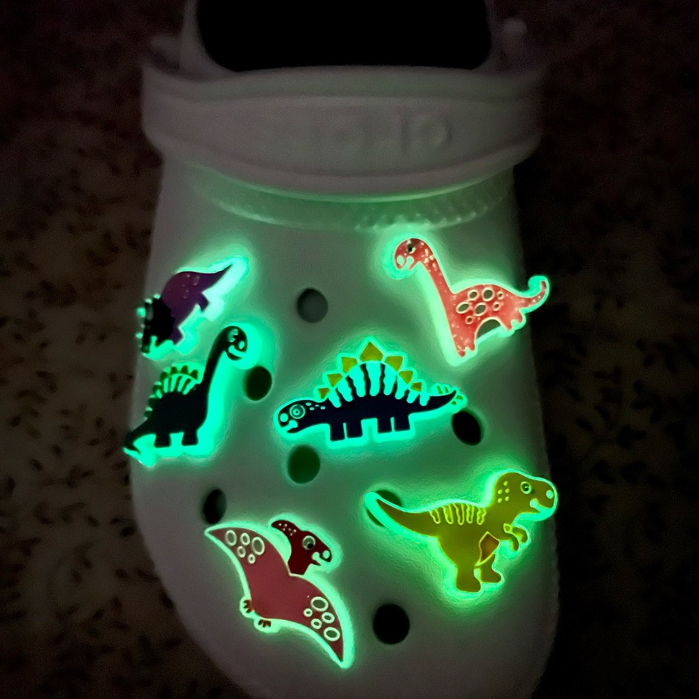 12 Glow in the Dark Dinosaur Crocs Shoe Charms